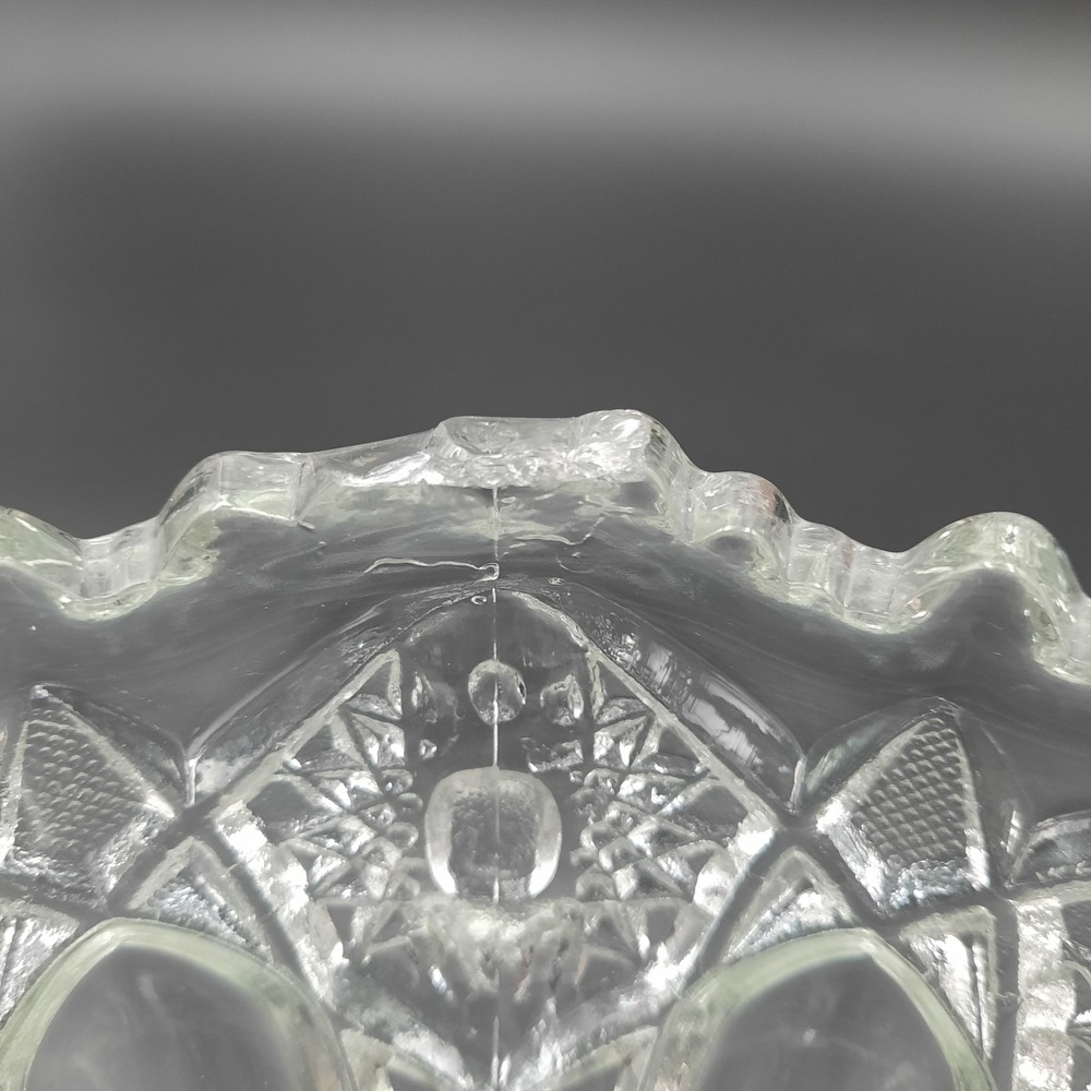 Antique Manganese Pressed Glass Bowl – Early 1900s Starburst w/ Sawtooth Rim - Picture 5 of 7